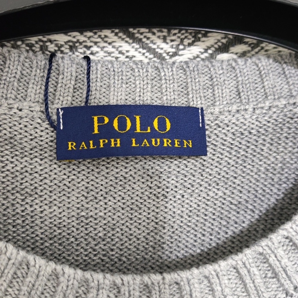 Ralph Lauren Light Gray Crewneck Sweater with Bear Patch - Picture 2 of 8